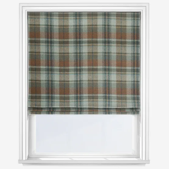 Moon Walsh Aqua Rust Roman Blind