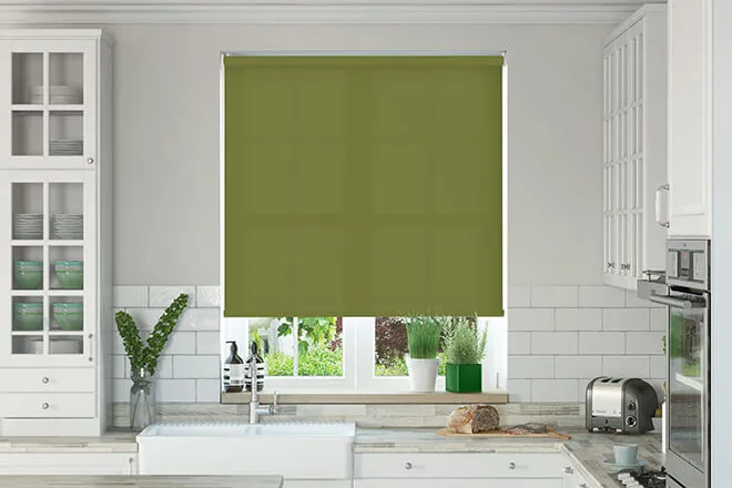Nevada Olive Green - Moisture Resistant Roller Blind