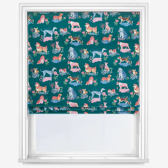 Cath Kidston Puppy Fields Teal Roman Blind