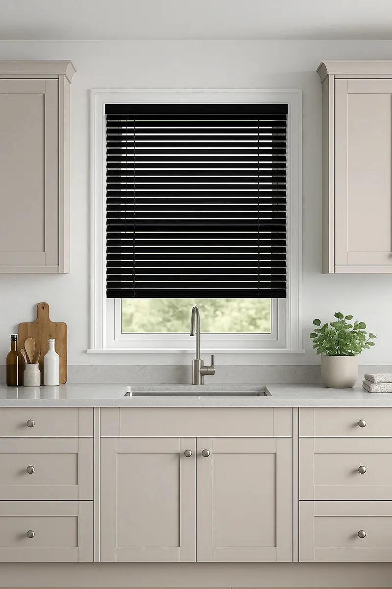 Black Gloss Metal Venetian Blind - 25mm
