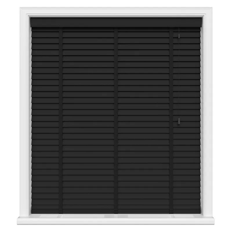 Midnight Haze Black Real Wood With Tapes Motorised Uk - Motorised Blinds