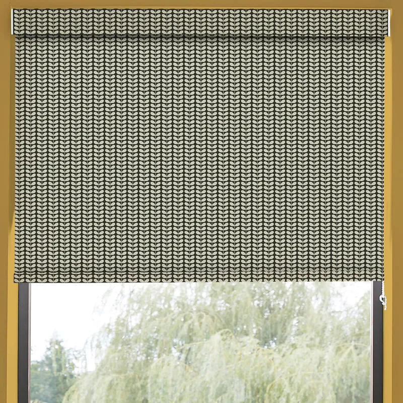 Orla Kiely Tiny Stem Made To Measure Blackout Roller Blind Black