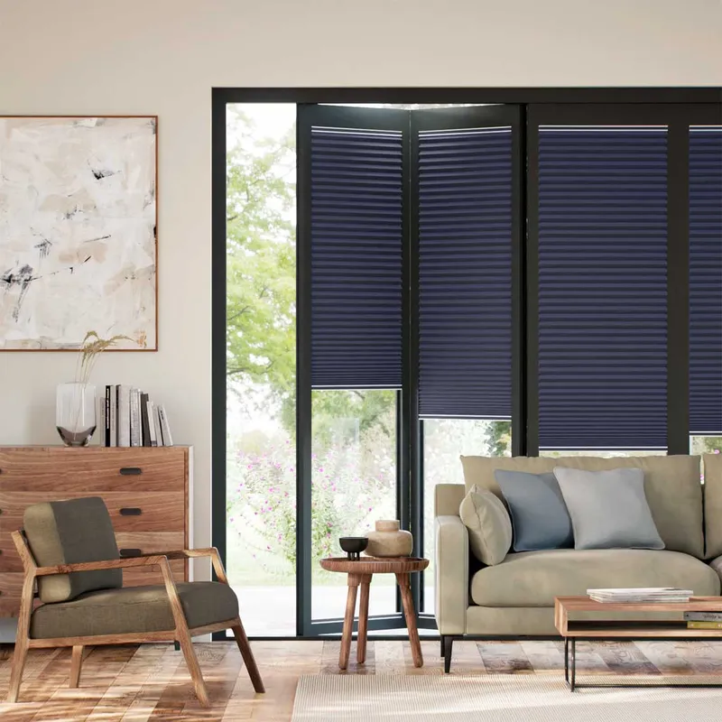 Bifold Clickfit Duoshade Navy Pleated Blind