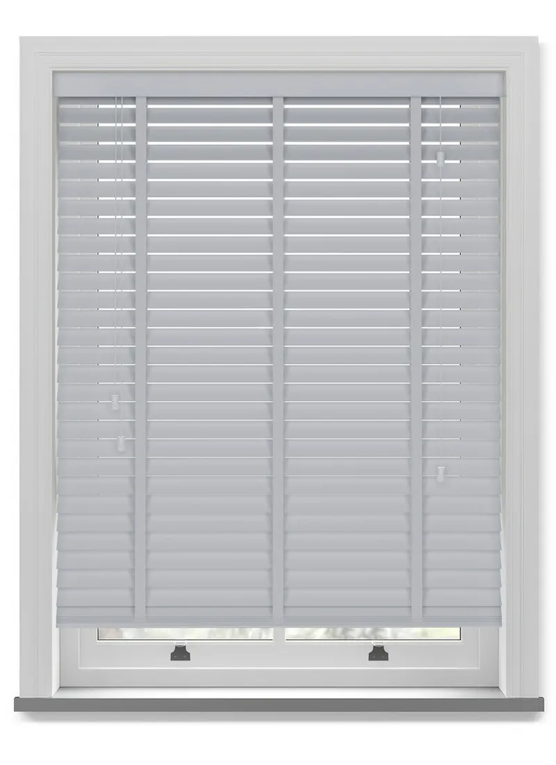 Soft Grey Taped Faux Wood Blind
