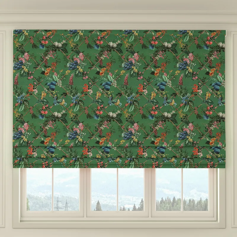 House Llewelyn-bowen Cotswold Fantasia Printed Made To Measure Roman Blind Forest Green