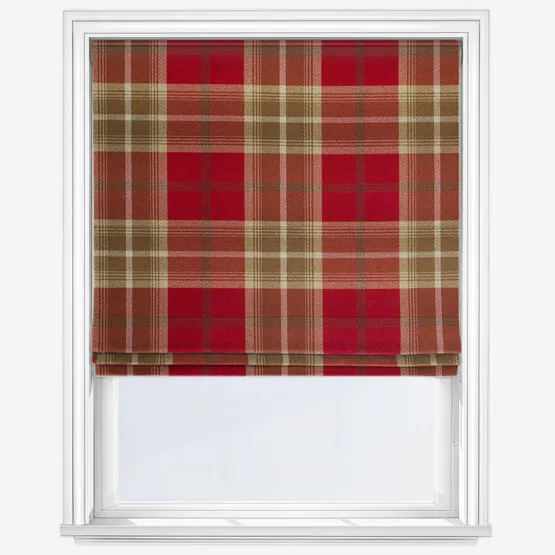 Balmoral Red Roman Blind