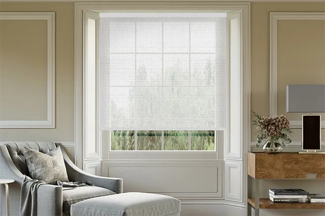 Corfu White - Sheer Textured Voile Roller Blind