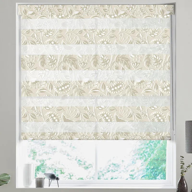 Leafy Vine Made To Measure Day Night Blind Linen