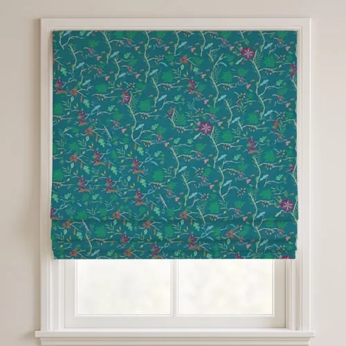 Tree Of Life Teal Deluxe Roman Blinds
