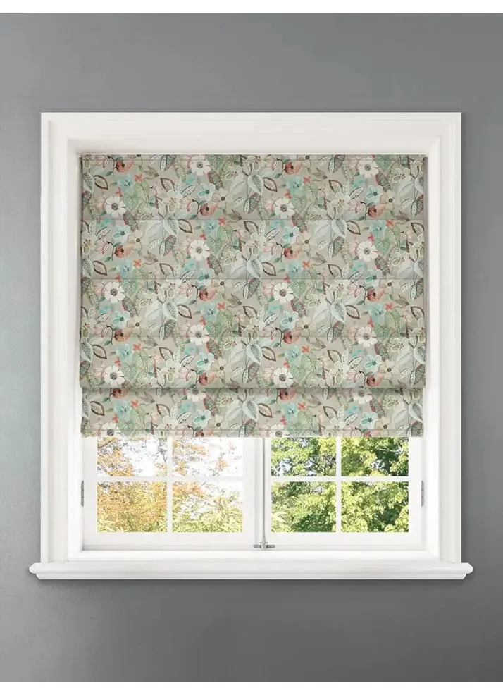 Tropical Garden Summer Floral Pattern Roman Blind