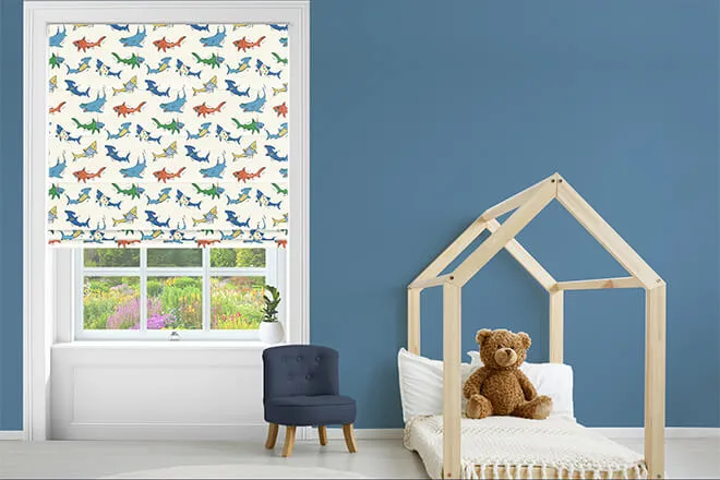 Cath Kidston Summer Sharks Cream - Designer Roman Blind