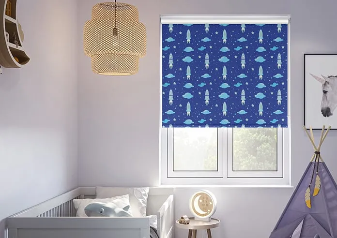 Blast Off Blue Comet - Roller Blind
