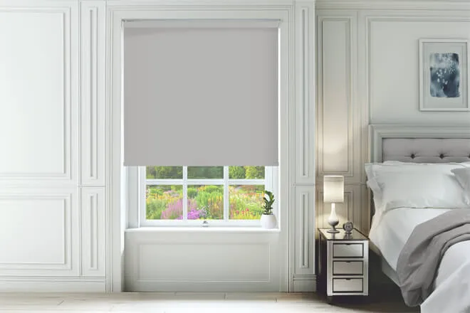 Alpha Blackout Light Grey - Fire Retardant Moisture Resistant Blackout Roller Blind
