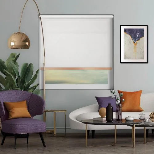 Origin White Copper Bottom Bar Cordless Roller Blind