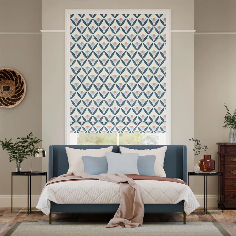 Tulip Trellis Ink Roman Blind