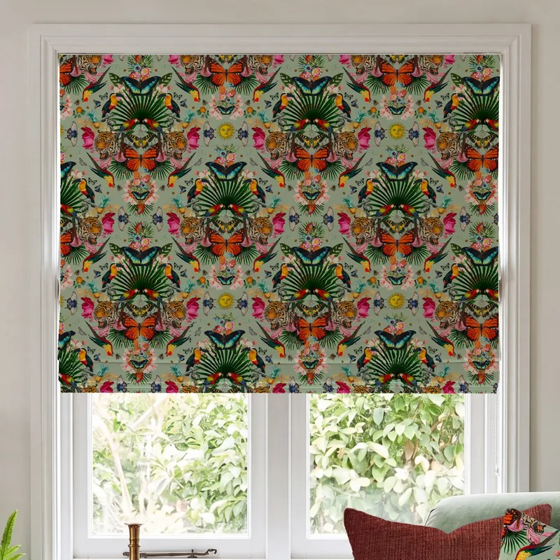 Carrie Neely Paradise Lost Velvet Made To Measure Roman Blind Mint