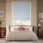 Flower Block Pom-pom Blue Roman Blind