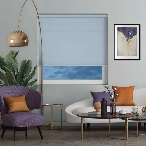 Luxe Smokey Blue Cordless Roller Blind