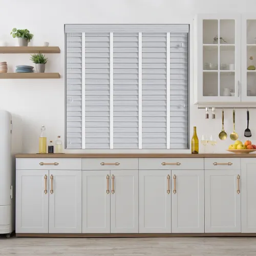 Lunar Oak Wood Grain Faux Wood Blind With Cotton Ladder Tapes