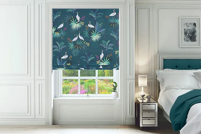 Sara Miller Heron Teal - Designer Roman Blind