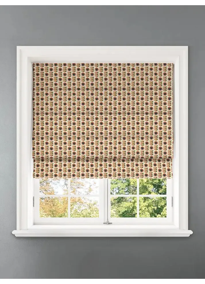 Quant Burnt Umber Retro Floral Roman Blind