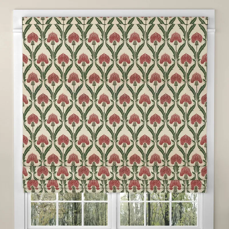 Ante Decor Highland Thistle Made To Measure Roman Blind Cream Red