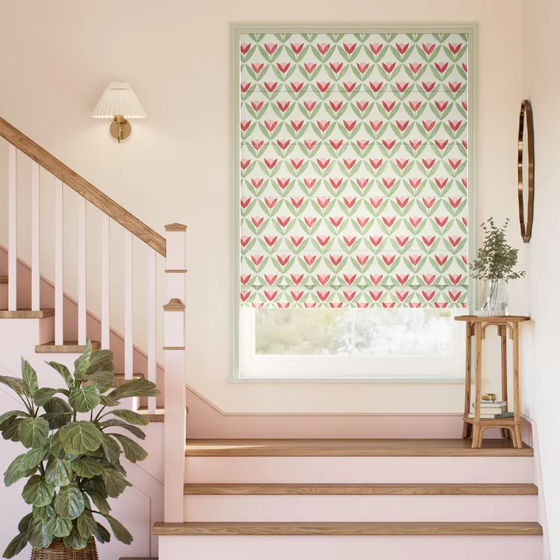Tulip Trellis Blush Roman Blind