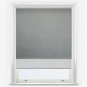 Leniro Blackout Dove Grey & Grey Double Roller Blind