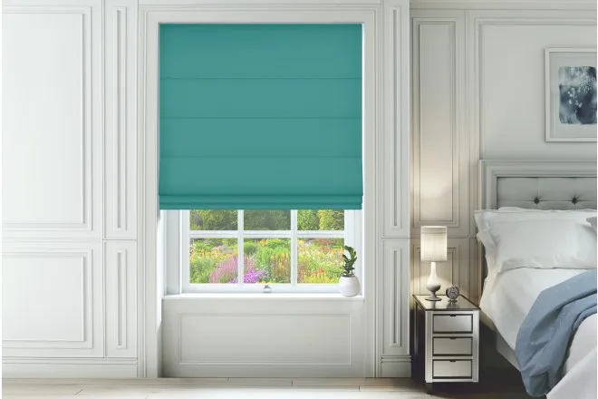 Monti Teal - Luxury Chenille Roman Blind