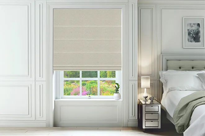 Carter Mist - Crosshatch Woven Roman Blind