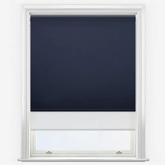 Double Roller Spectrum Blackout Navy & White Double Roller Blind