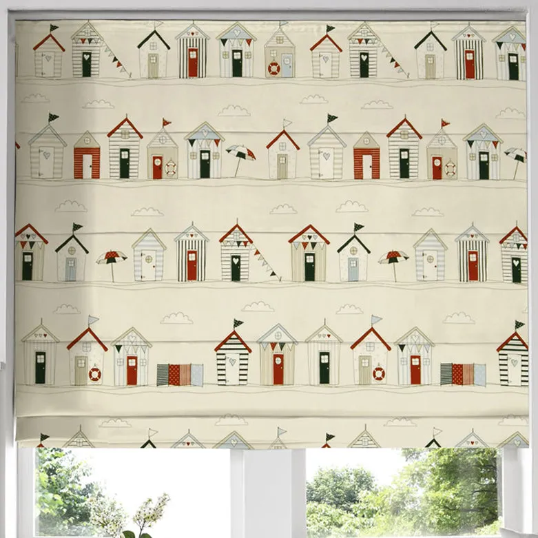 Beach Huts Made To Measure Roman Blind Blue