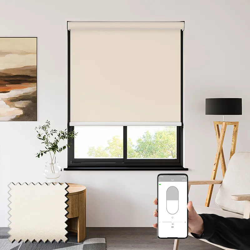 Sueno Blackout Fine Cream Battery Powered Electric Roller Shades