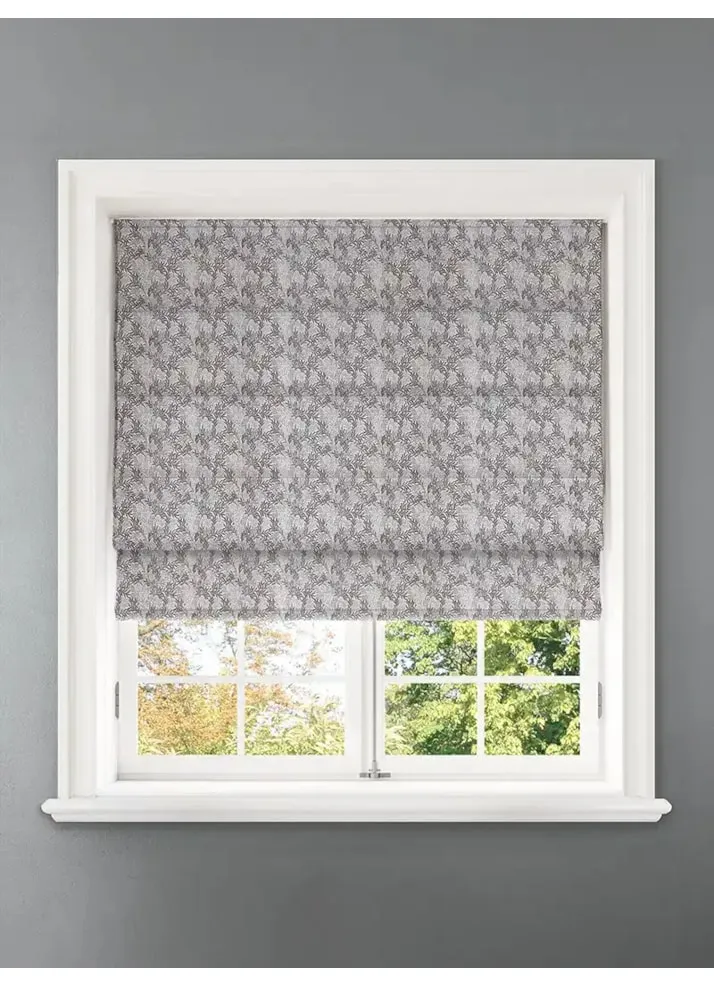 Shadow Fronds Dove Leaf Pattern Roman Blind