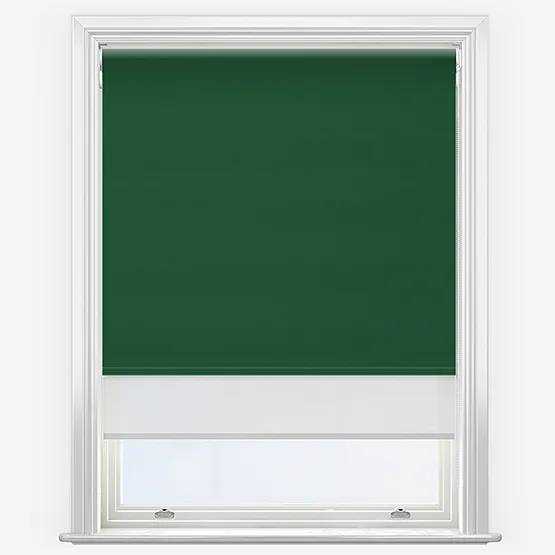 Double Roller Supreme Blackout Forest Green & White Double Roller Blind