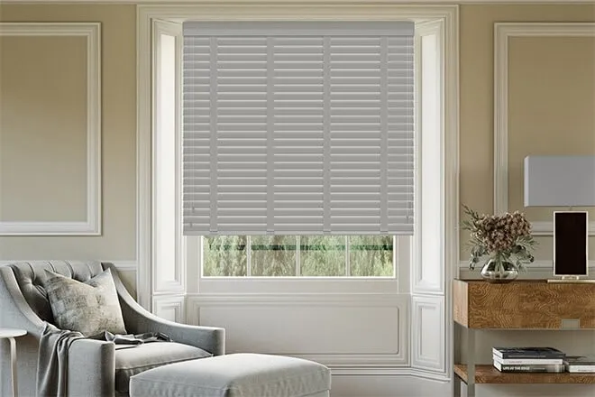 Maine Novo Ii Mid Grey - Wooden Venetian Blind Shadow Tape