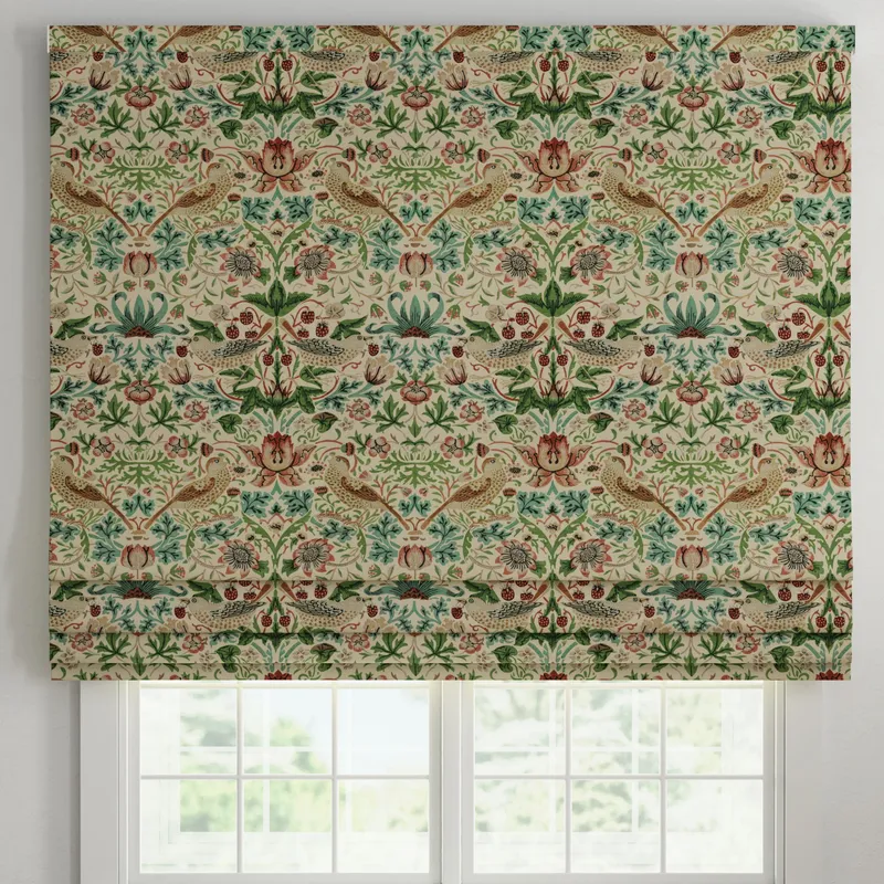Ante Decor Strawberry Thief Printed Cotton Made To Measure Roman Blind Flax