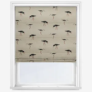 Emily Bond Oyster Catcher Charcoal Roman Blind