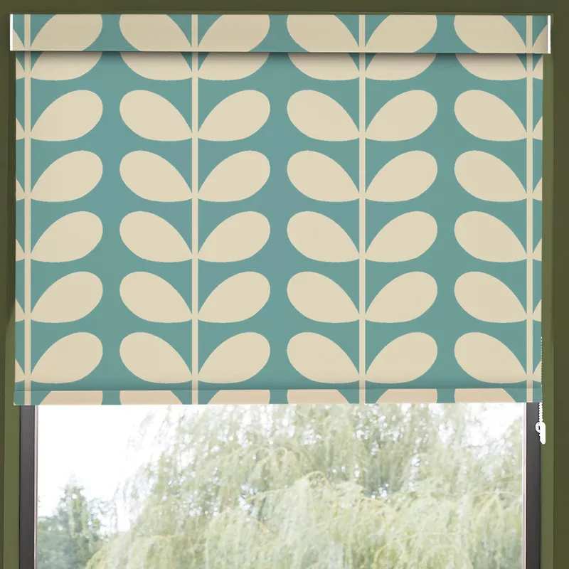 Orla Kiely Jumbo Solid Stem Made To Measure Blackout Roller Blind Duckegg