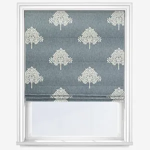 William Morris At Home Marigold Tree Embroidery Woad Roman Blind