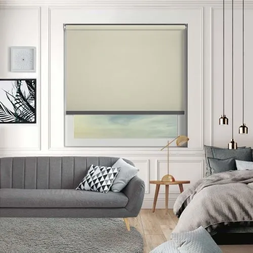 Bedtime Hessian Anthracite Bottom Bar Cordless Roller Blind