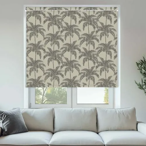 Retro Palm Black Pelmet Roller Blinds - Stylish Window Covering