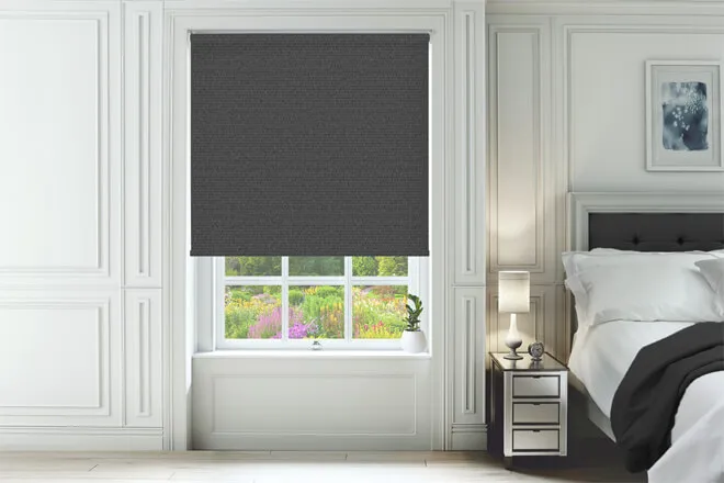 Esme Granite - Hand Weave Look Blackout Roller Blind