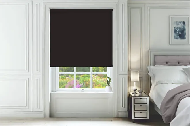 Alpha Blackout Black - Fire Retardant Moisture Resistant Blackout Roller Blind
