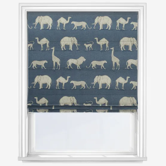 Prairie Animals Denim Roman Blind