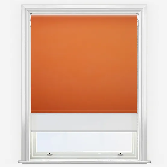 Double Roller Spectrum Blackout Burnt Orange & White Double Roller Blind