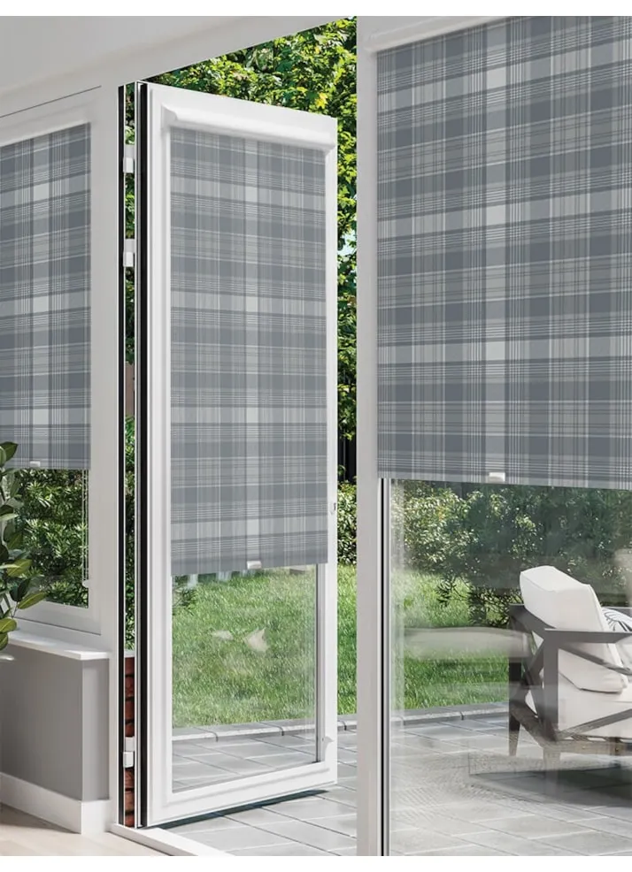 Wallace Check Stone Grey Perfect Fit® Roller Blind