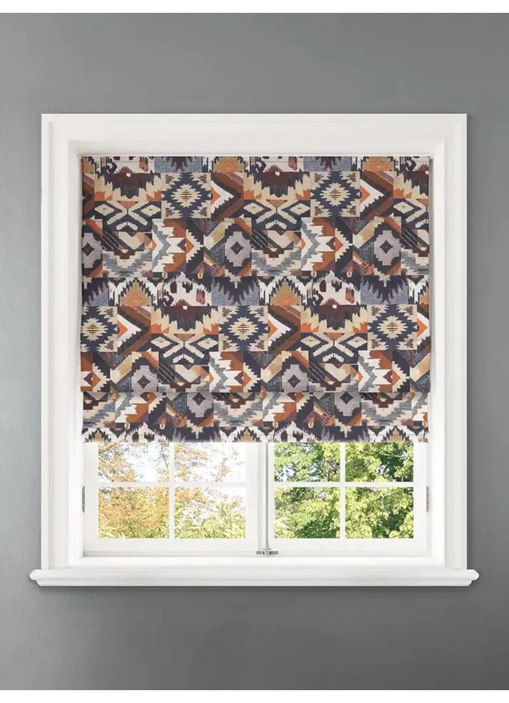 Sullivan Indigo Ikat Pattern Roman Blind