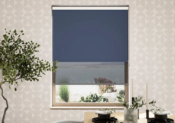 Rimini (Blackout) Navy & Optima Black - Double Roller Blind