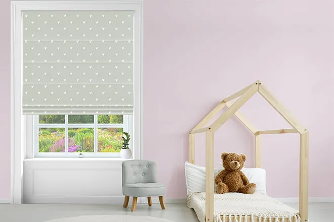 Sophie Allport Hearts Grey - Designer Roman Blind